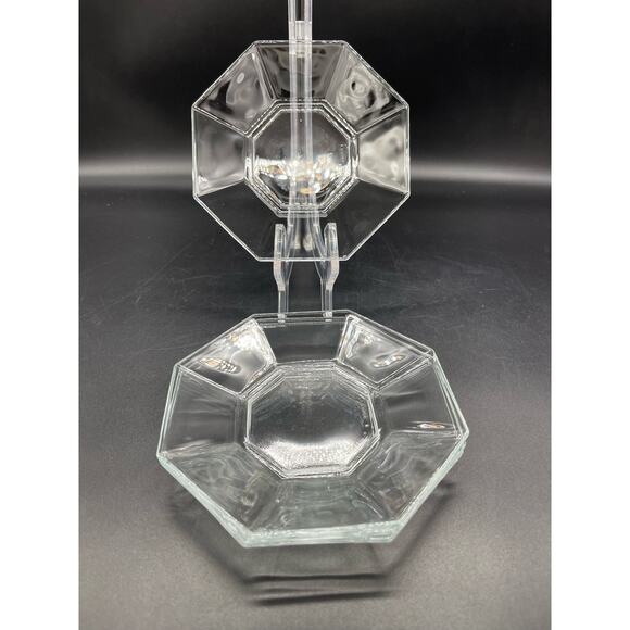 Arcoroc Octime Octagon Clear Glass Set of 4 Bread Plates 5 3/8" France - Picture 1 of 6